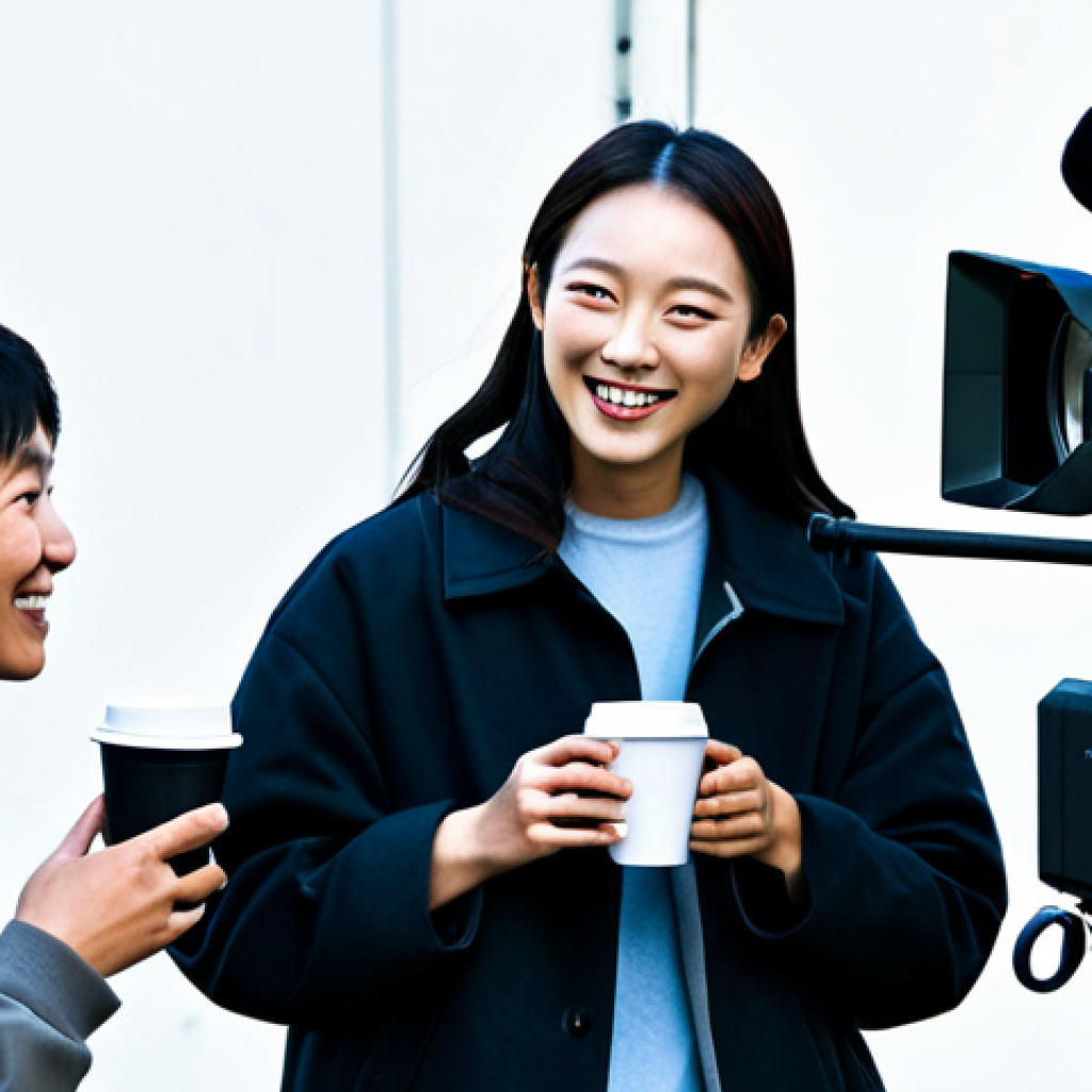 김태리 촬영 비하인드 스토리 - On-Set Teamwork**
"A behind-the-scenes photo of a film set in France. Kim Tae-ri, fully clothed in ...