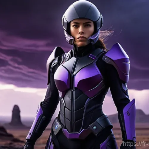 Home 16 배두나 넷플릭스 출연작 - **"A determined female warrior in a dynamic, mid-action pose, wielding a sleek, futuristic energy sw...