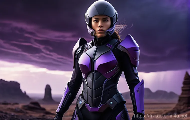 배두나 넷플릭스 출연작 - **"A determined female warrior in a dynamic, mid-action pose, wielding a sleek, futuristic energy sw...